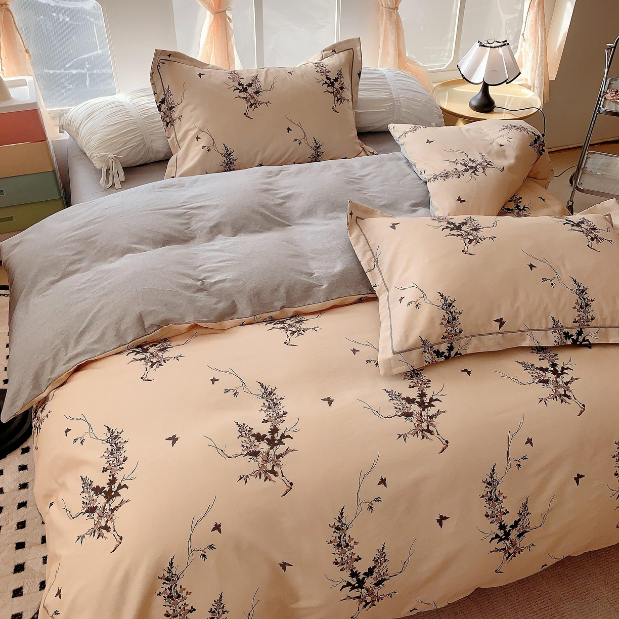 91家纺网 家纺一手货源 找家纺 奈萝家纺 2025新款亲肤小清新全棉四件套 灵蝶