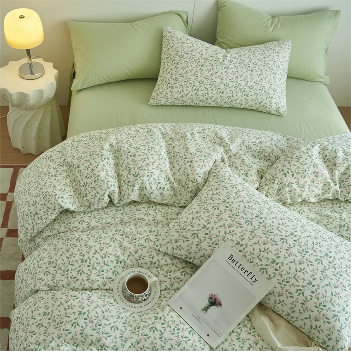 91家纺网 家纺一手货源 找家纺 趣色家纺 2025新款A类全棉双层纱印花四件套 桑柔