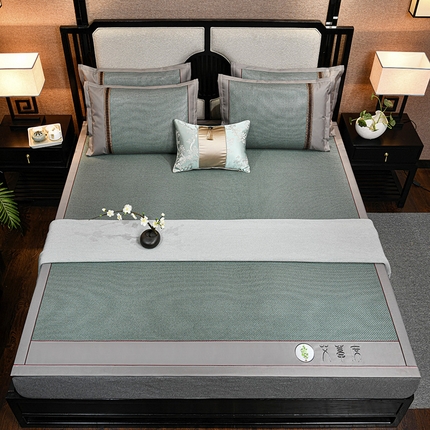 91家纺网 家纺一手货源 找家纺 （总）小牛席业 2025新款加厚款-经典艾草养生席凉席藤席冰藤席冰丝席竹席草席空调席乳胶席豆豆席