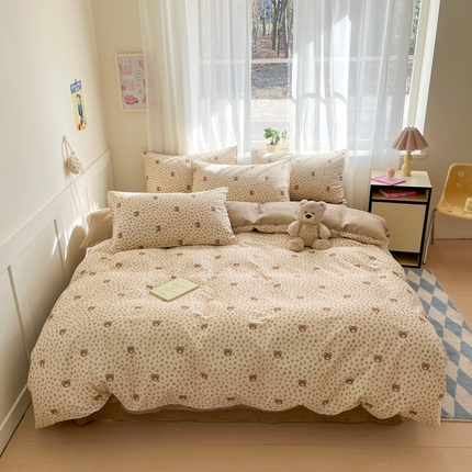 吉象家纺 2025新款高支密全棉印花四件套12868跑量款 豹纹小熊