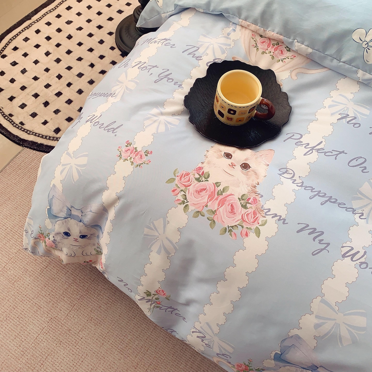 91家纺网 家纺一手货源 找家纺 奈萝家纺 2025新款亲肤小清新全棉四件套 躲猫猫