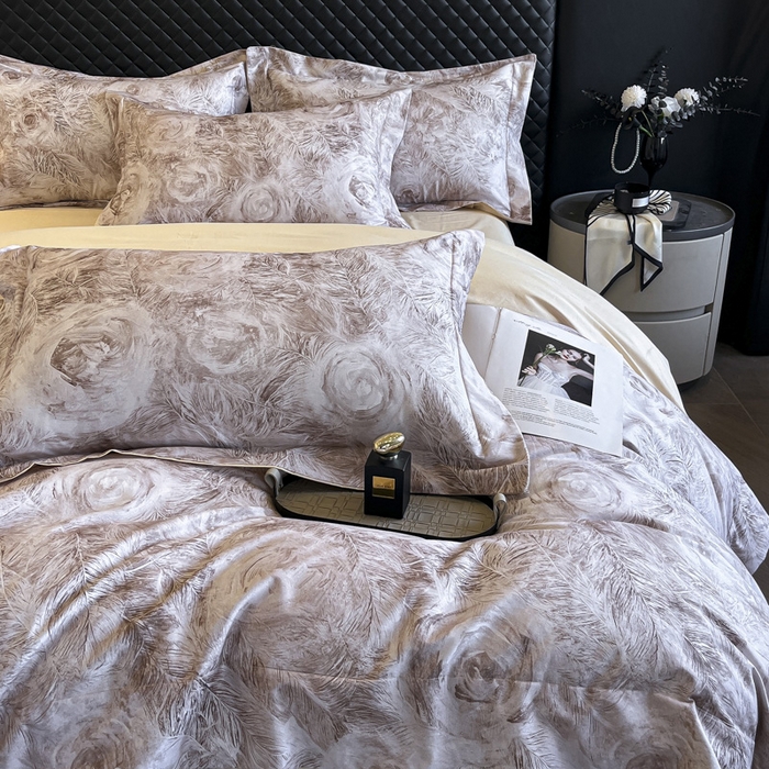 91家纺网 家纺一手货源 找家纺 新方向2025新款全棉长绒棉数码印花四件套-秘密花园 秘密花园-香槟