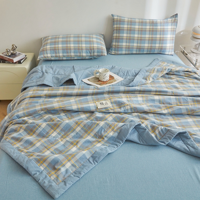 91家纺网 家纺一手货源 找家纺 爱屋及屋  2025新款无印风被子被芯夏凉被空调被 简析蓝