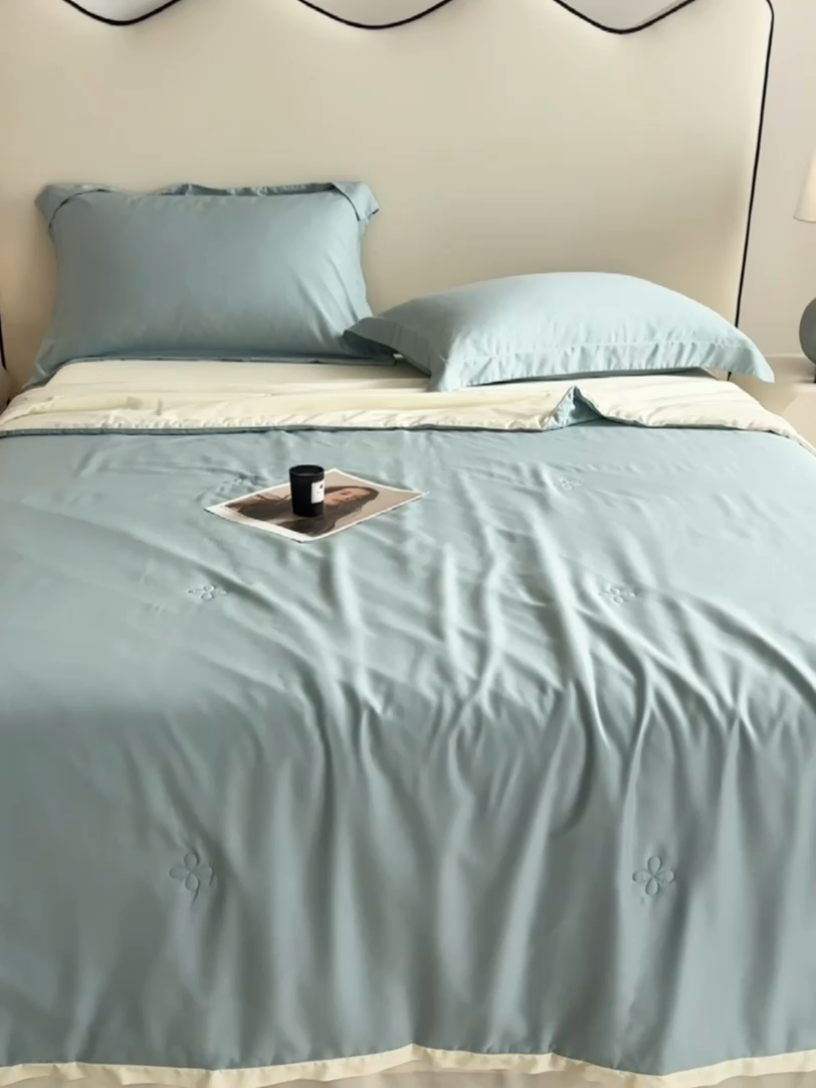 91家纺网 家纺一手货源 找家纺 （总）天瑜家纺 2025新款纯色天丝夏被