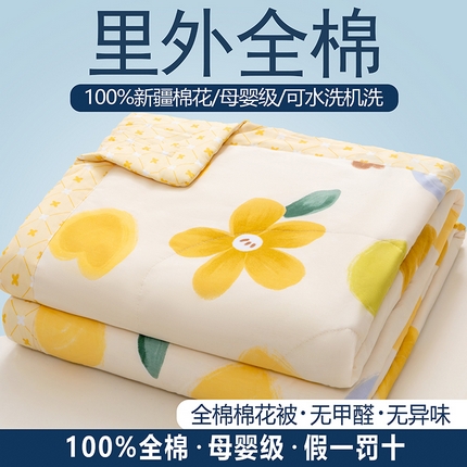 尊妙被业 2025新款里外全棉印花棉花被纯棉夏被夏凉被全棉棉花夏凉被花心