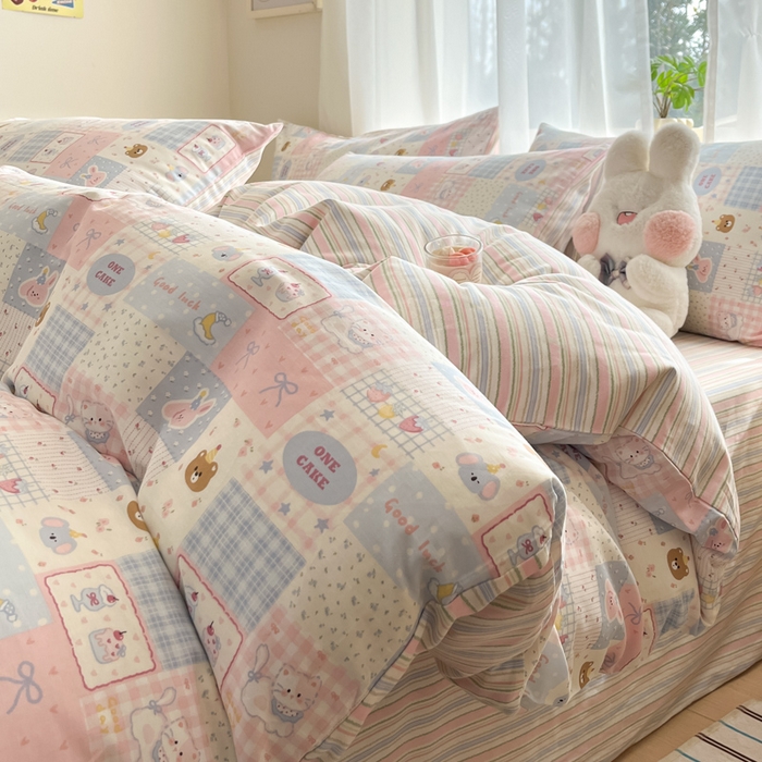 91家纺网 家纺一手货源 找家纺 吉象家纺 2025新款高支密全棉印花四件套12868跑量款 甜心乐园