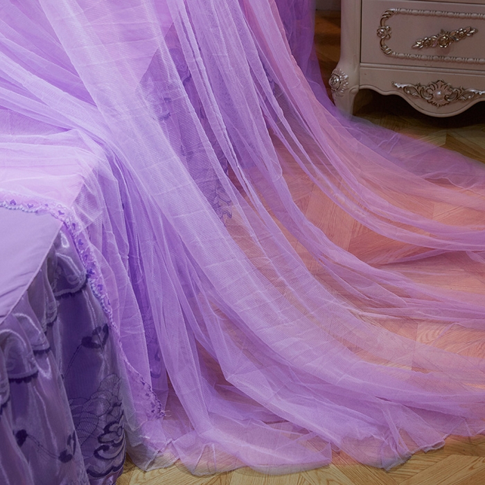 91家纺网 家纺一手货源 找家纺 宝莱利 2025年新款圆顶吊顶蚊帐-蝴蝶梦圆顶 紫色