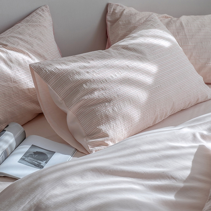 91家纺网 家纺一手货源 找家纺 （总）小春日和 2025新款高端民宿风纯棉四件套特殊工艺全棉被套人字纹棉1.8床笠纯色双人床单加大笠