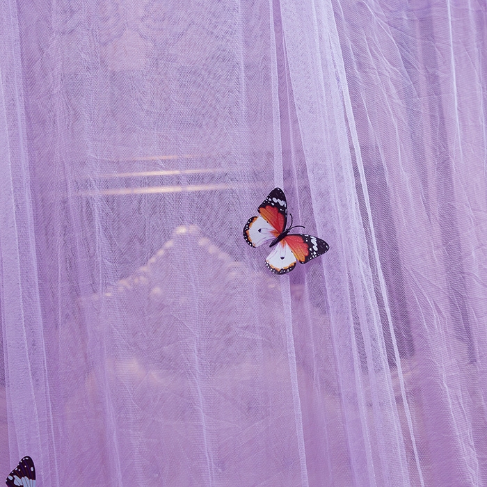 91家纺网 家纺一手货源 找家纺 宝莱利 2025年新款圆顶吊顶蚊帐-蝴蝶梦圆顶 紫色