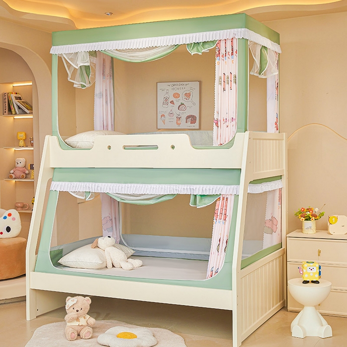 91家纺网 家纺一手货源 找家纺 2025新款常规款子母印花遮光蚊帐 呆萌豚豚