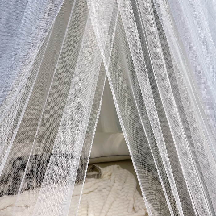 91家纺网 家纺一手货源 找家纺 宝莱利 2025年新款圆顶吊顶蚊帐-唯美 灰蓝色