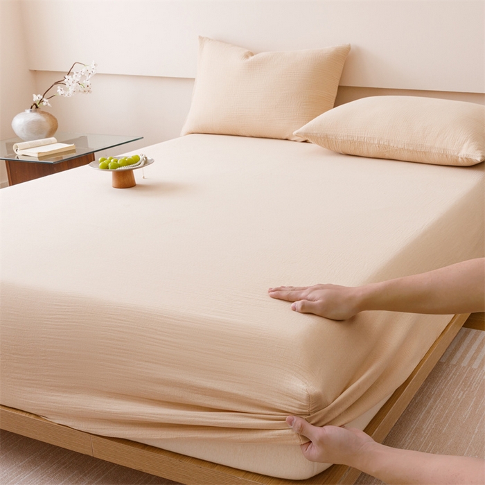 91家纺网 家纺一手货源 找家纺 （总）趣色家纺 2025新款全棉皱皱纱单床笠