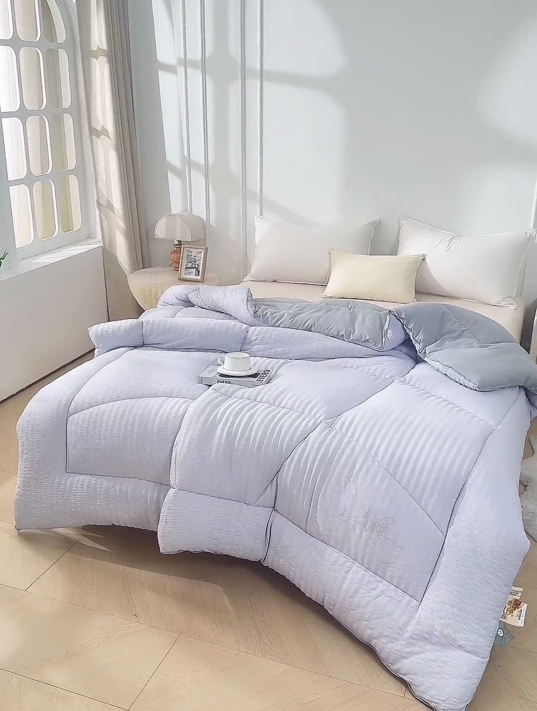 91家纺网 家纺一手货源 找家纺 （总）招财狼 2025新款抗菌皱皱纱水洗棉绒冬被