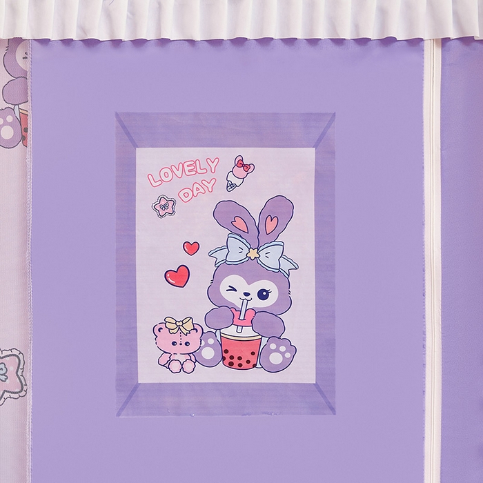 91家纺网 家纺一手货源 找家纺 迪凡保罗蚊帐 2025新款2504专版印花遮光帘上下铺子母蚊帐-城堡款 奶萌兔兔