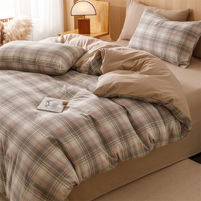 91家纺网 家纺一手货源 找家纺 趣色家纺 2025新款全棉色织水洗棉四件套 乔纳森