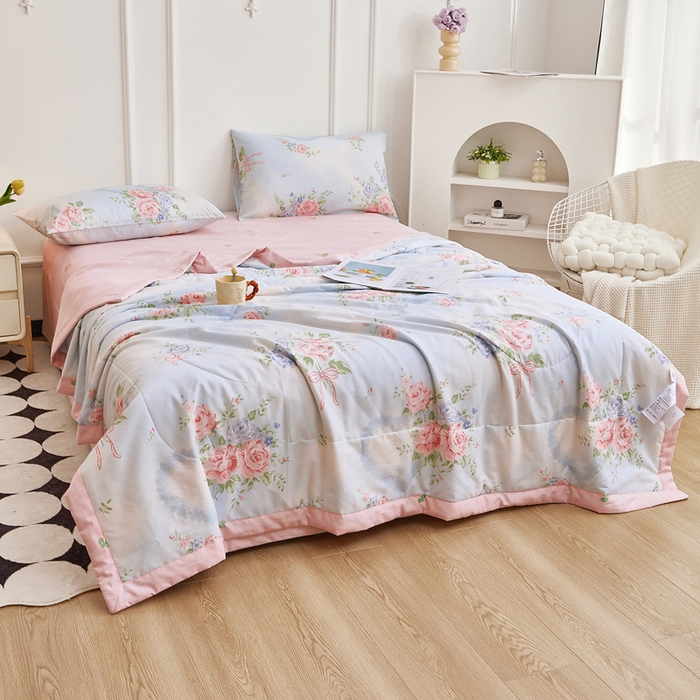 91家纺网 家纺一手货源 找家纺 尊妙被业 2025新款里外全棉印花棉花被纯棉夏被夏凉被全棉棉花夏凉被解语花