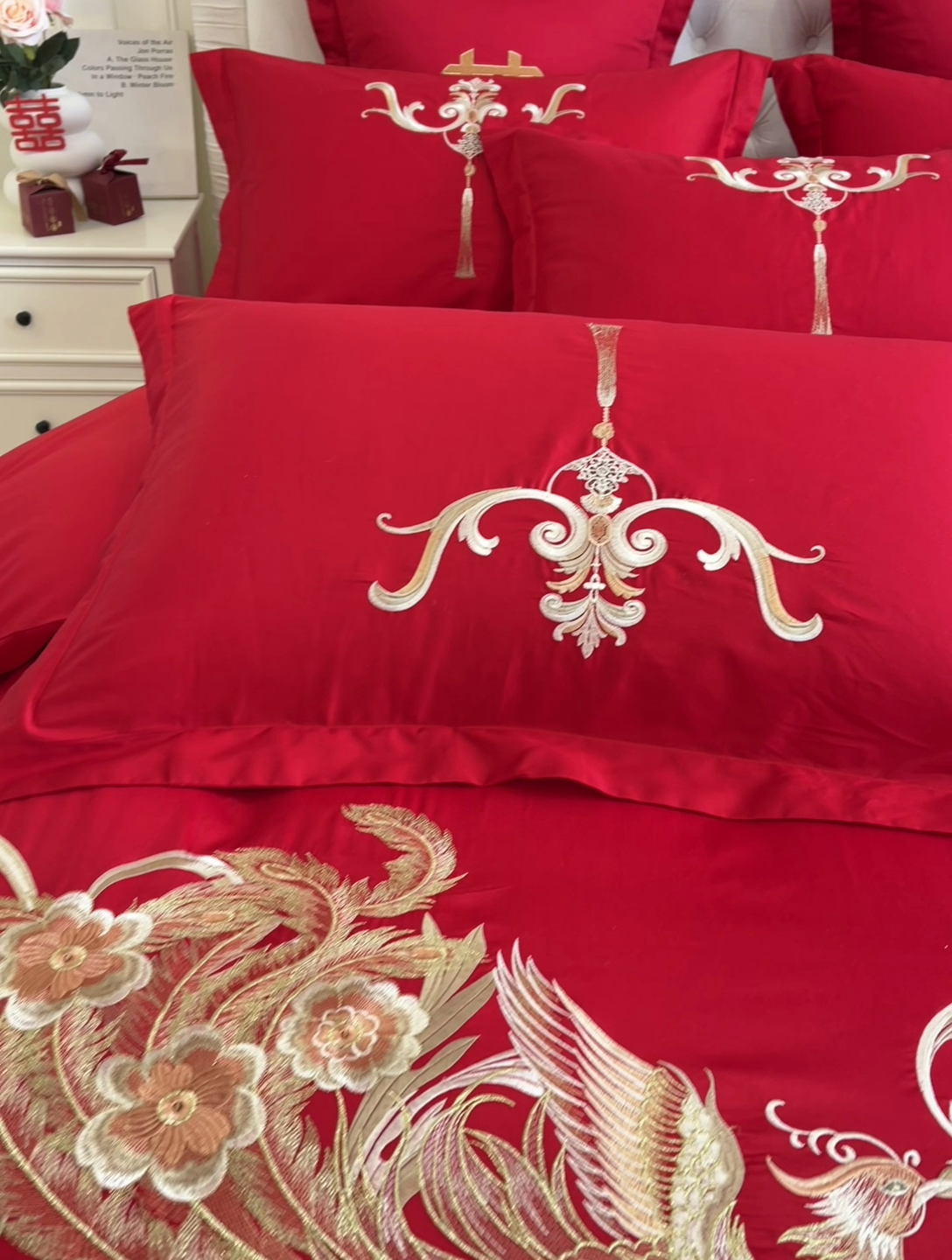 91家纺网 家纺一手货源 找家纺 欧乐蒂 2025新款亲肤棉刺绣婚庆四件套 龙凤爱恋