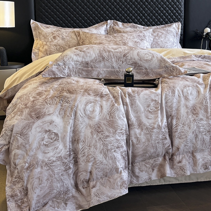 91家纺网 家纺一手货源 找家纺 新方向2025新款全棉长绒棉数码印花四件套-秘密花园 秘密花园-香槟