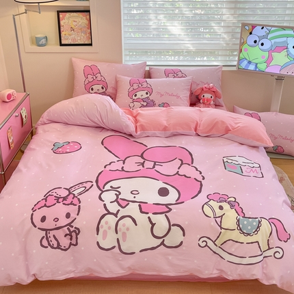 金爱家 2025新款纯棉数码印花大阪三丽鸥四件套 D木马美乐蒂