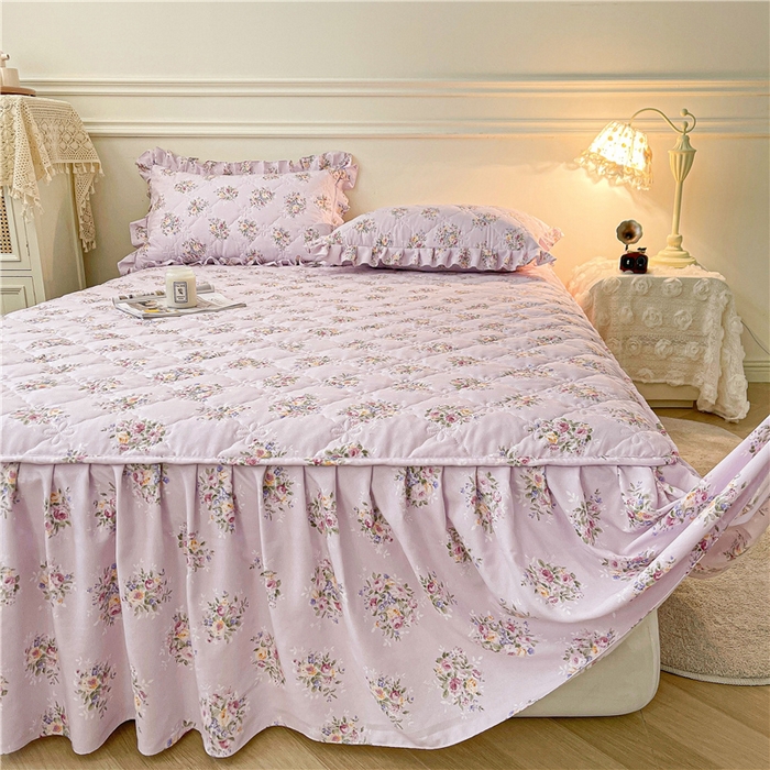 91家纺网 家纺一手货源 找家纺 十个点2025新款针织棉 夹棉床笠式床裙床头罩系列  花前月下