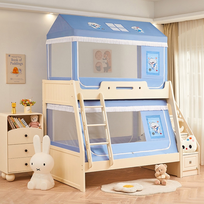 91家纺网 家纺一手货源 找家纺 （总）迪凡保罗蚊帐 2025新款2504专版印花遮光帘上下铺子母蚊帐-城堡款