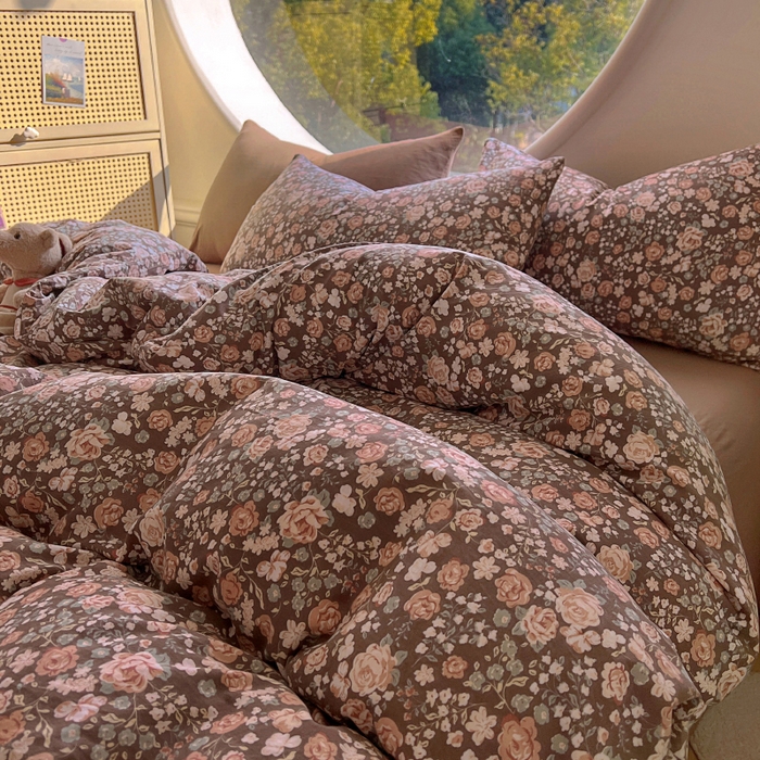 91家纺网 家纺一手货源 找家纺 2025耀达新款舒适水洗棉印花四件套 玫瑰故事-印花