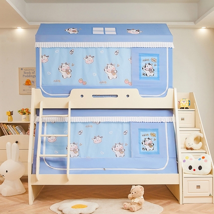 91家纺网 家纺一手货源 找家纺 （总）迪凡保罗蚊帐 2025新款2504专版印花遮光帘上下铺子母蚊帐-城堡款