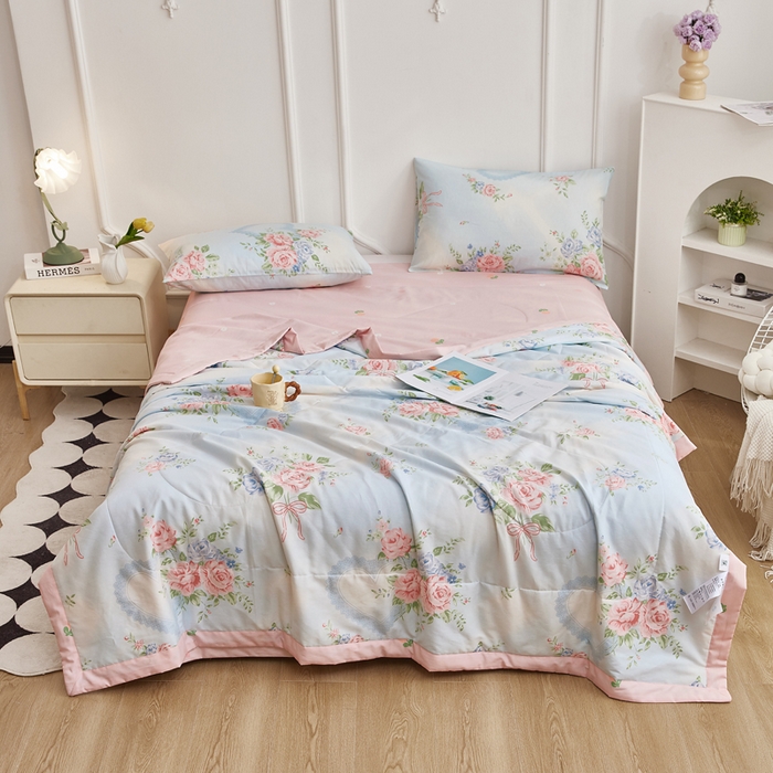 91家纺网 家纺一手货源 找家纺 尊妙被业 2025新款里外全棉印花棉花被纯棉夏被夏凉被全棉棉花夏凉被解语花