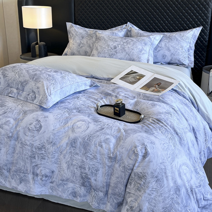 91家纺网 家纺一手货源 找家纺 新方向2025新款全棉长绒棉数码印花四件套-秘密花园