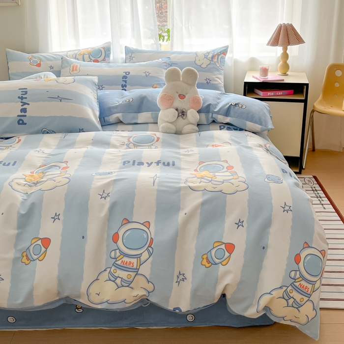 91家纺网 家纺一手货源 找家纺 吉象家纺 2025新款高支密全棉印花四件套12868跑量款 遨游星际