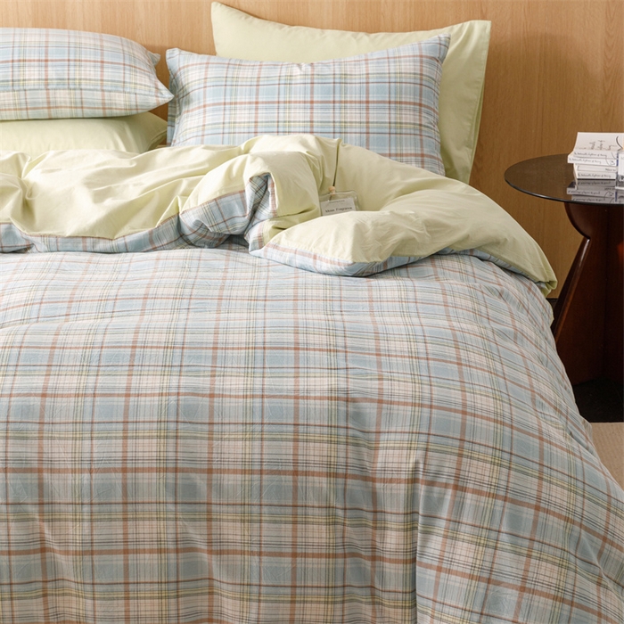 91家纺网 家纺一手货源 找家纺 趣色家纺 2025新款全棉色织水洗棉四件套 春风曲