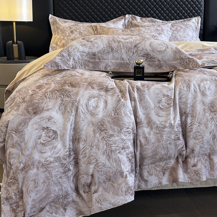 91家纺网 家纺一手货源 找家纺 新方向2025新款全棉长绒棉数码印花四件套-秘密花园 秘密花园-香槟