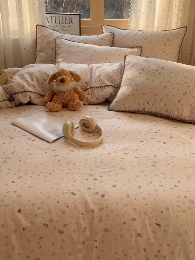 91家纺网 家纺一手货源 找家纺 （总）雅居纺家纺 2025新款全棉贝壳边双层纱四件套