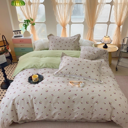 奈萝家纺 2025新款亲肤小清新全棉四件套 樱桃小丸子