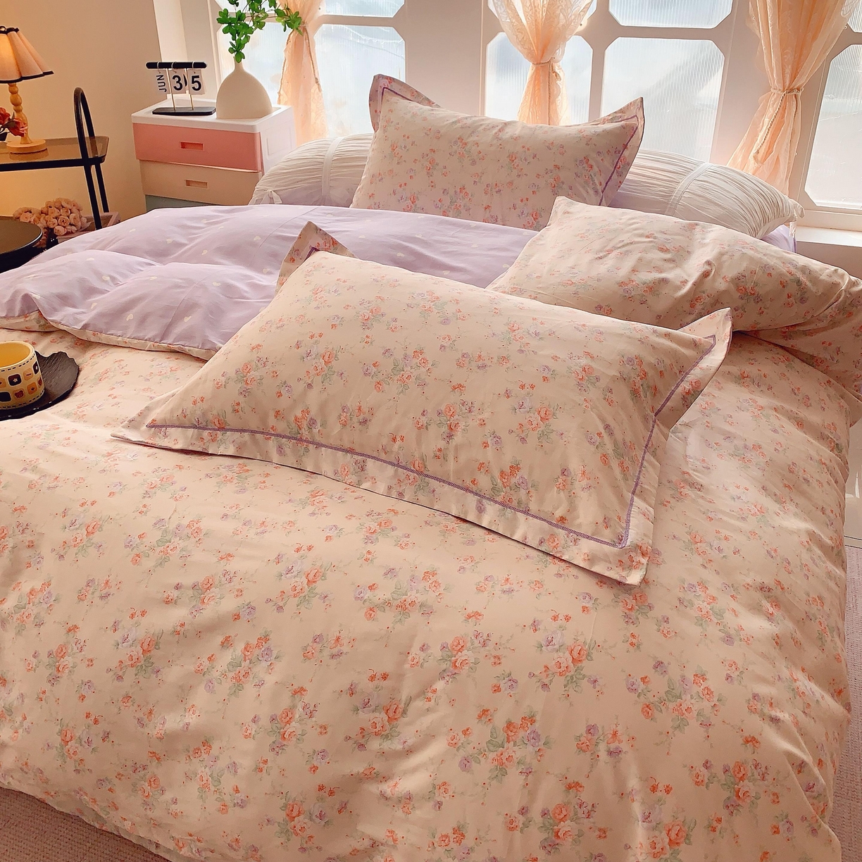 91家纺网 家纺一手货源 找家纺 奈萝家纺 2025新款亲肤小清新全棉四件套 语曼