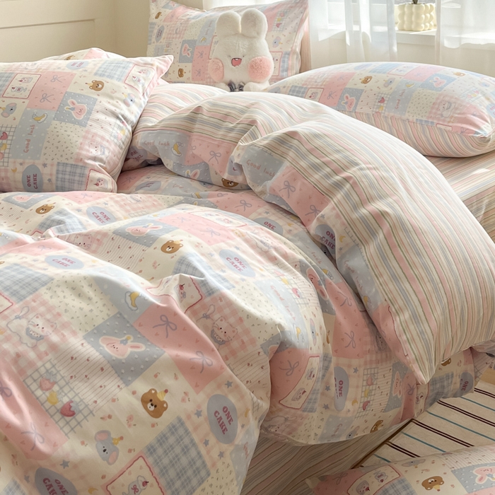 91家纺网 家纺一手货源 找家纺 吉象家纺 2025新款高支密全棉印花四件套12868跑量款 甜心乐园