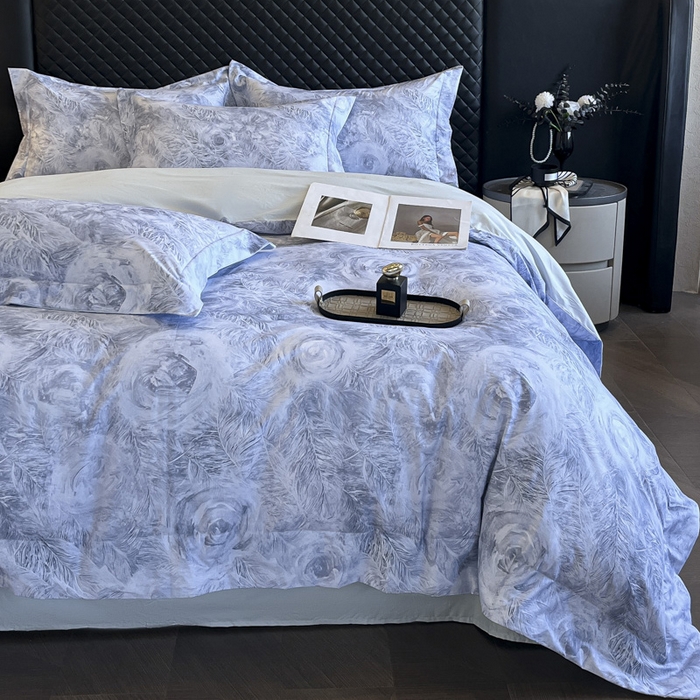 91家纺网 家纺一手货源 找家纺 新方向2025新款全棉长绒棉数码印花四件套-秘密花园