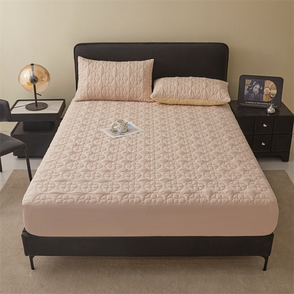 兄弟坊 防水原棉夹棉床垫 防水床笠 床护垫 床垫 小香格-卡其