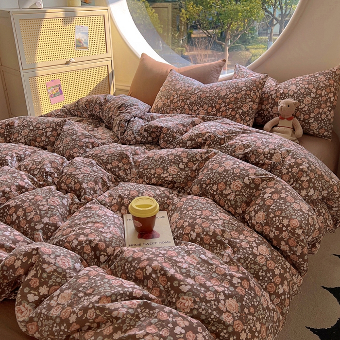 91家纺网 家纺一手货源 找家纺 2025耀达新款舒适水洗棉印花四件套 玫瑰故事-印花