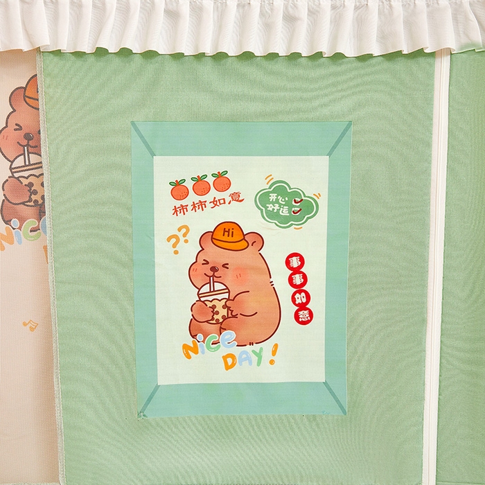 91家纺网 家纺一手货源 找家纺 迪凡保罗蚊帐 2025新款2504专版印花遮光帘上下铺子母蚊帐-城堡款 呆萌豚豚