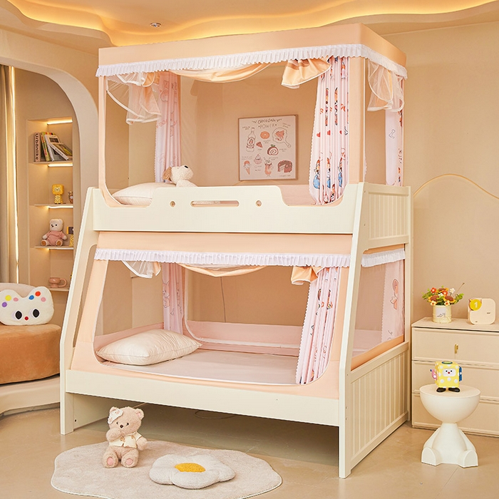 91家纺网 家纺一手货源 找家纺 迪凡保罗2025新款2504专版印花遮光帘上下铺子母蚊帐-常规款 调皮狗