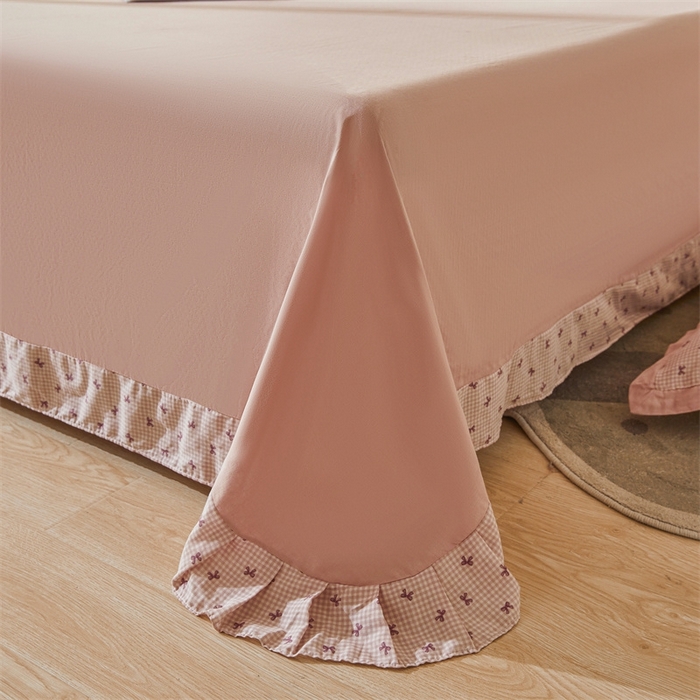 91家纺网 家纺一手货源 找家纺 缦彩 【加微信送买家秀】2025新款母婴级双层纱宽边床单四件套 竹生空野