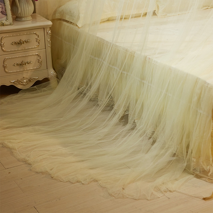 91家纺网 家纺一手货源 找家纺 宝莱利 2025年新款圆顶吊顶蚊帐-公主梦圆顶 黄色