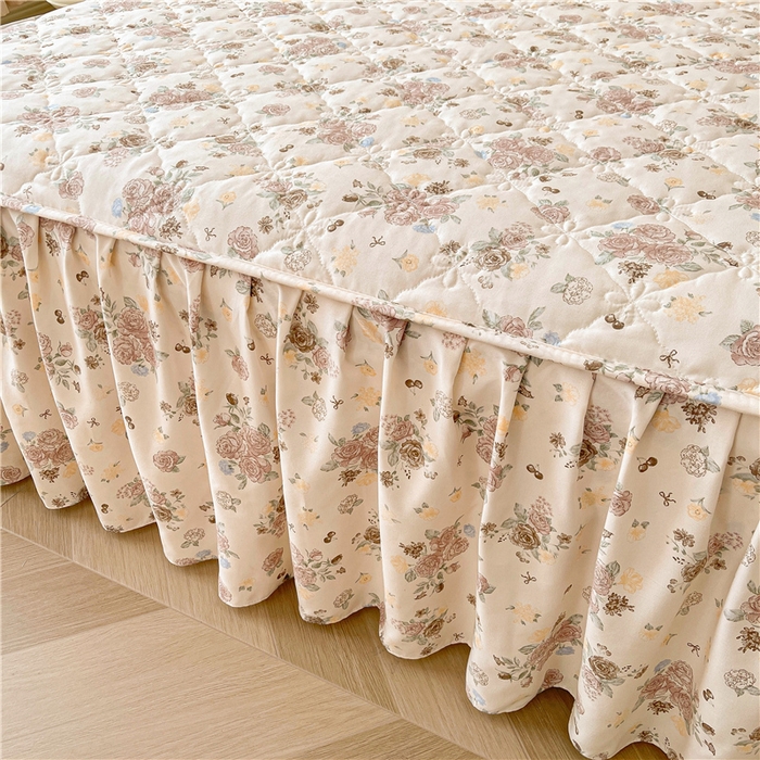 91家纺网 家纺一手货源 找家纺 十个点2025新款针织棉 夹棉床笠式床裙床头罩系列  花香四季