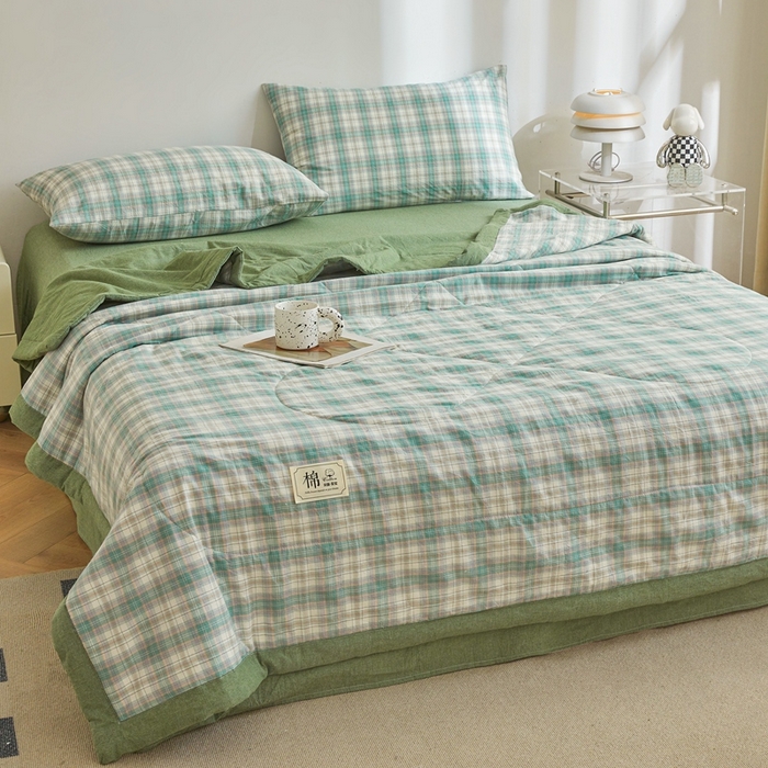 91家纺网 家纺一手货源 找家纺 爱屋及屋  2025新款无印风被子被芯夏凉被空调被 莱茵绿