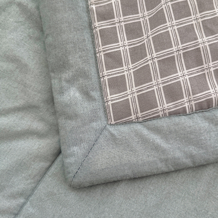 91家纺网 家纺一手货源 找家纺 首爱家纺 2025新款里外全棉夏被手包边新疆棉花夏被空调被夏凉被 灰中格