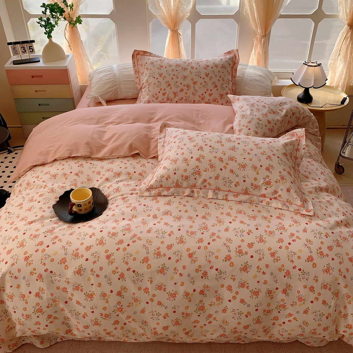 91家纺网 家纺一手货源 找家纺 奈萝家纺 2025新款亲肤小清新全棉四件套 浪漫定义