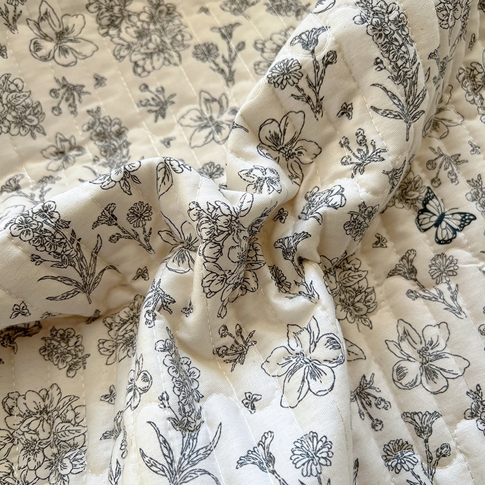 91家纺网 家纺一手货源 找家纺 美梦家纺 2025新款A类全棉13372花边床盖四件套-黑边 蝶恋花