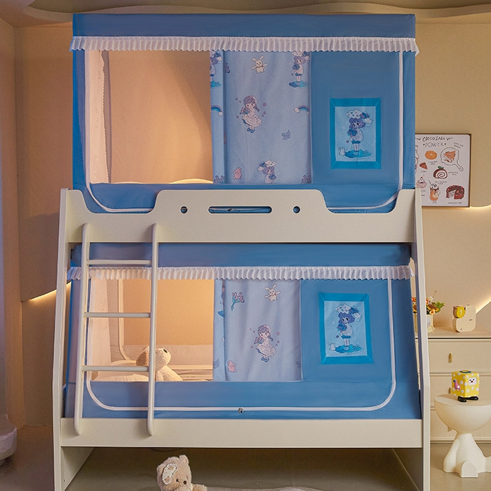 91家纺网 家纺一手货源 找家纺 迪凡保罗2025新款2504专版印花遮光帘上下铺子母蚊帐-常规款 梦幻少女