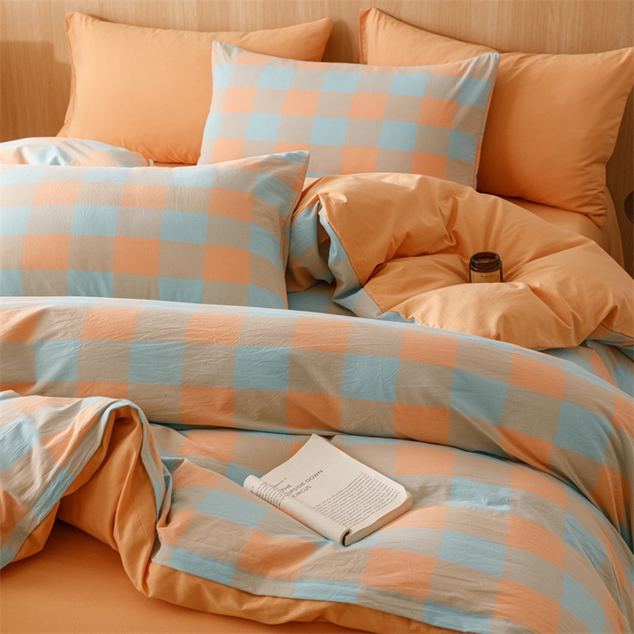 91家纺网 家纺一手货源 找家纺 趣色家纺 2025新款全棉色织水洗棉四件套 梵芙桔